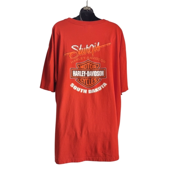 Harley-Davidson South Dakota T-shirt Men's Orange Short Sleeve Size 2XL - Picture 2 of 10